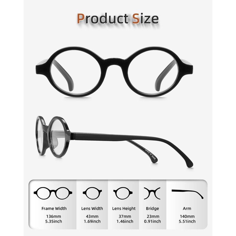 JM Set of 4 Retro Round Reading Glasses Spring Hinge
