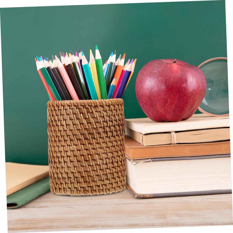 FUNOMOCYA 2Pcs Woven Pen Holders for Desk Multi Functional Rattan