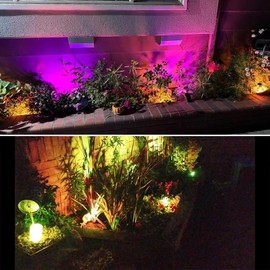 COVOART Spotlights Outdoor, 12W 800lm RGB Color Changing Landscape Lights with Remote, IP66 Waterproof Outdoor Lights for Tree Yard House, 46.5ft Cord, UL Listed, 4 Pack