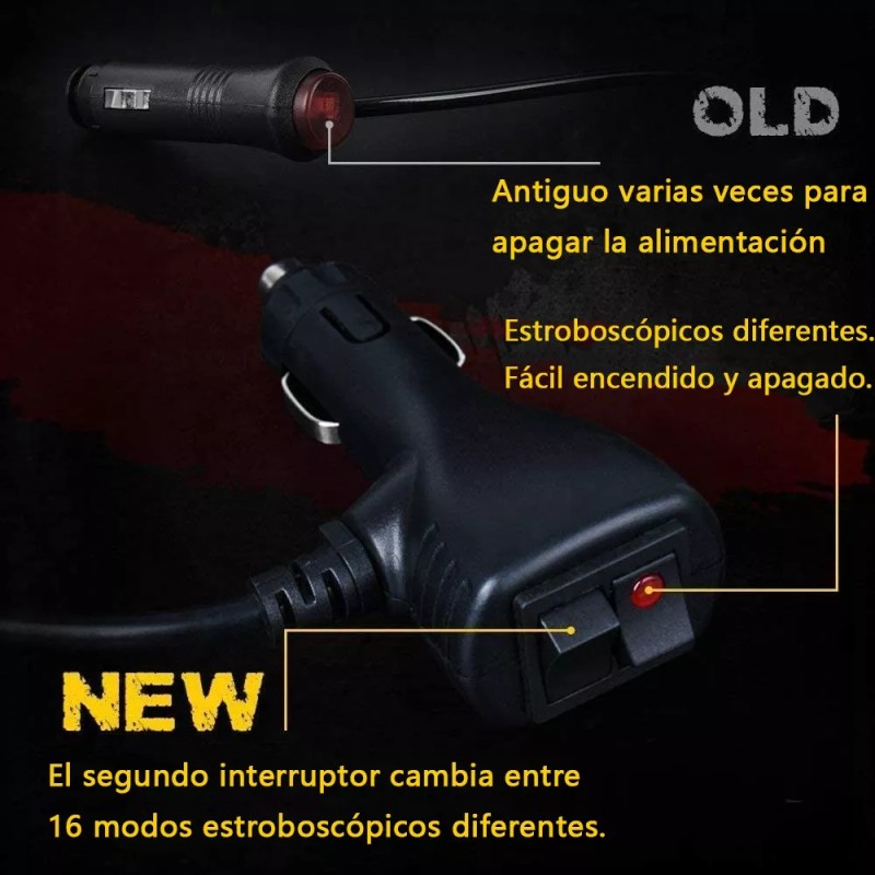 PUNKZZ Barra Torreta Estrobo Codigo Leds Con Base Magnética 26