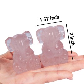 Ytbeoxk 2 Inch Crystal Elephant Decor Statues, Rose Quartz Cute Sitting Elephant Figurines, Reiki Healing Crystal Carved Animal Statues, Home Office Desk Hand Carved Decor Gifts for Women