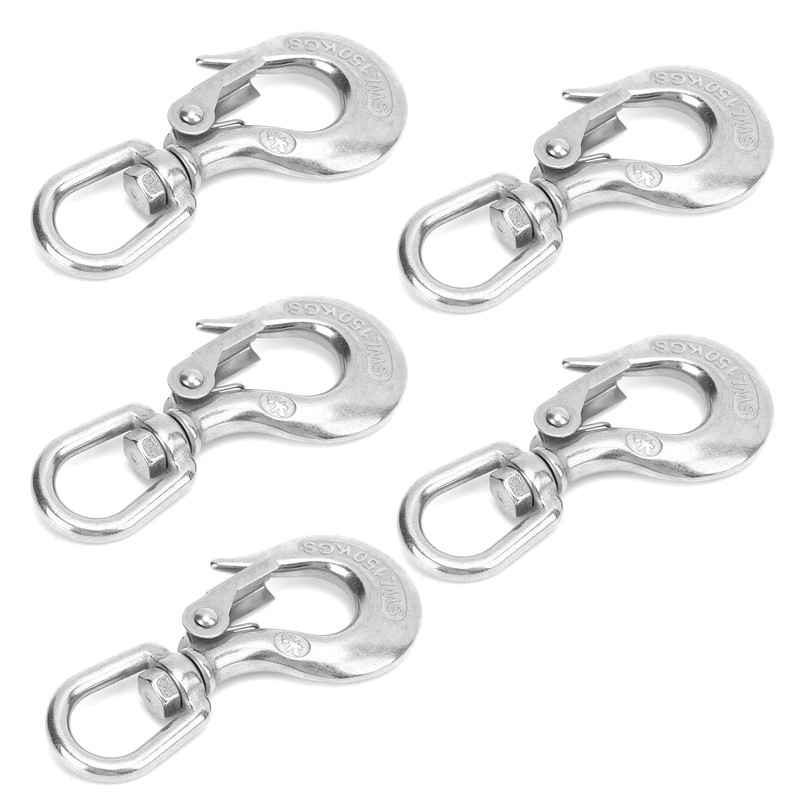 5pcs Stainless Steel Eye Slip Hook with Safety Latch Lifting