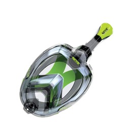 SEAC Magica, Full Face Antifog Snorkelling Mask with Soft Facial Skirt in 2 Sizes, Exhalation Valve and Dry Snorkel Top, Grey/Clear-Green/Lime, Large/x-Large