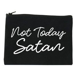 Not Today Satan Funny Cosmetic Makeup Bag Black Small