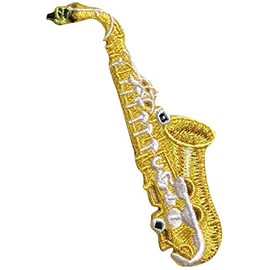 Saxophone - Musical Instrument - Embroidered Iron on Patch