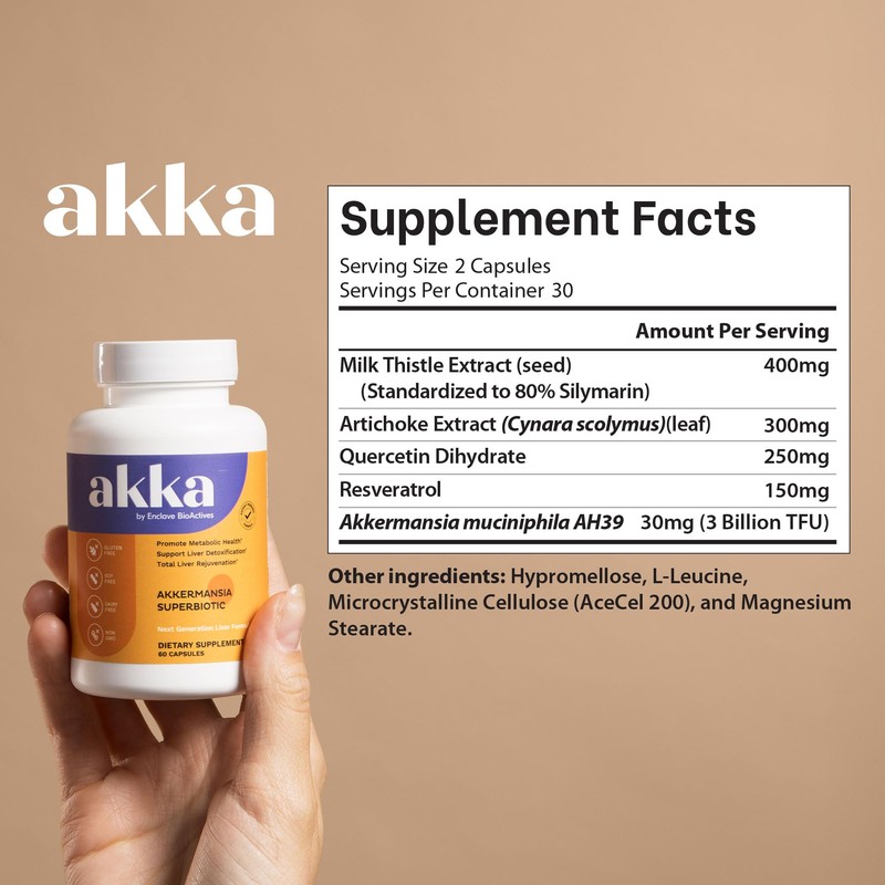 AKKA Akkermansia Probiotic, Liver Health, Digestion & Metabolism, 60 Caps