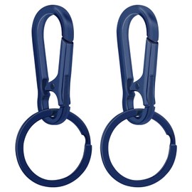 ECOOLOC 2 PCS Metal Keychains for Women Men, Key Chain Ring Clip Holder Organizer for Home Car, Cut Keyring Accessories - Blue
