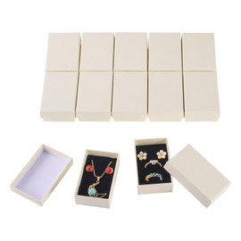 Handship 12Pcs Cardboard Jewelry Boxes 3x2x1'' Small Gift Boxes Paper Rectangle Necklace Earrings Ring Box Sponge Filled Jewelry Packing Box for Weddings Valentine's Day Birthday - Beige