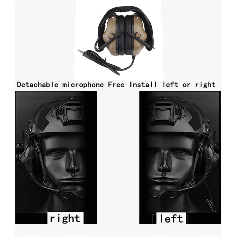 Hdlsina Tactical Shooting Headset + with U94 PTT 2pin with