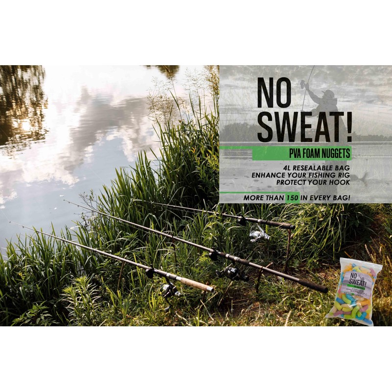 No Sweat PVA Foam Nuggets for Fishing Resealable Bag Over
