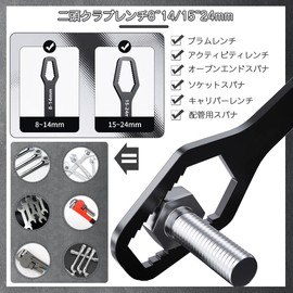 Universal Wrench, Combination Wrench, 1-piece Set, Double-ended Design, Small Head Range: 0.3 - 0.5 inches (8 - 14 mm) (5/16 - 1/2), Large Head Range: 0.6 - 0.9 inches (15 - 24 mm) (9/16 - 7/8), For