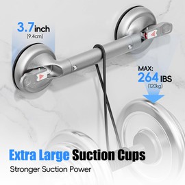 SPECILITE 17 Inch Grab Bars for Bathtubs and Showers 2 Pack Seniors Handles for Elderly Strong Suction Handicap Safety Handrail for Bathroom Toilet Tiles Glass Gray Silver