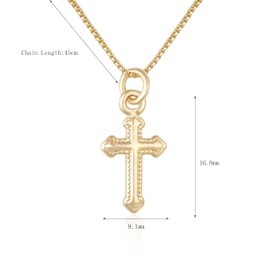 SUPJEWE 14K Gold Cross Pendant Necklace, Delicate Design,Feminine Elegance,17.7 inch,Hypoallergenic,Lightweight