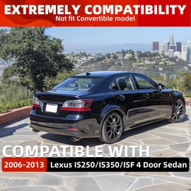 ECOTRIC Trunk Spoiler+Rear Window Roof Spoiler Compatible with 2006-2013 Lexus IS250 350 ISF Sedan Matte Black Spoiler Lid Wing Window Roof Spoiler Combo