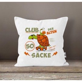 MoonWorks® Cushion cover funny ironic gift for men for 30, 35, 40, 45, 50, 55, 60, 65, 70, birthday funny saying 50 years white one size