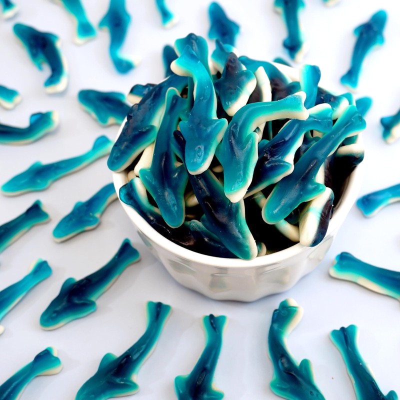 Blue Gummy Sharks Candy, 2 Pound Bulk Bag, The Hampton