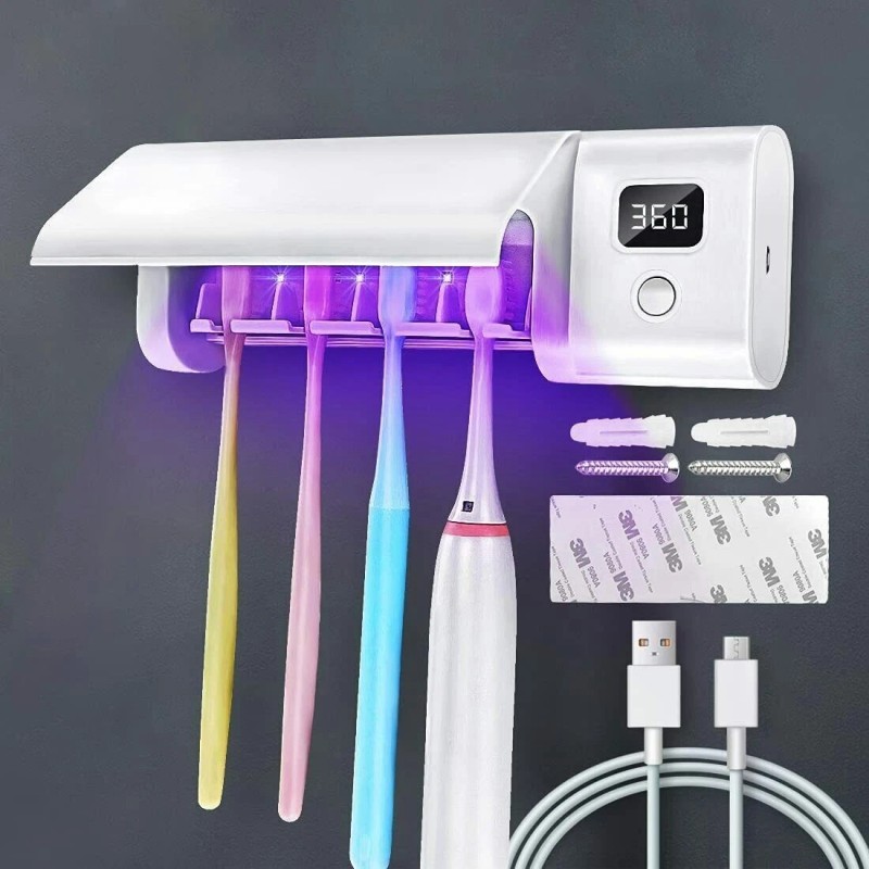 LagomLF UV Sterilizer Toothbrush Holder Cleaner +Automatic Toothpaste Dispenser for
