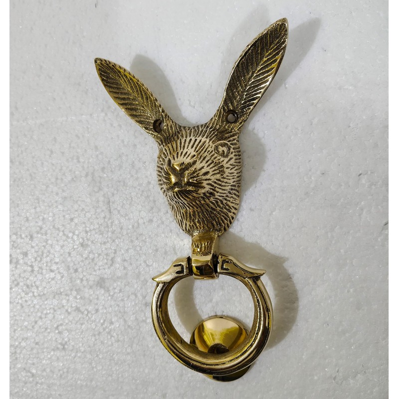 Solid Brass Rabbit Face Door Knocker for Front Door Georgious