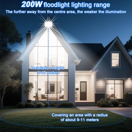 LED Flood Light Outdoor 200W 20000LM, IP66 Waterproof LED Work Light 6500K Cool White floodlight spotlights, Security Light for Warehouse Garden Garage Sports Field Yard