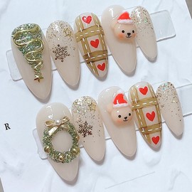 Brown Cree Bear Handmade Nail Tips - Points / 브라운크리곰돌 수제네일팁 - 포인트