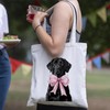 JINYO Dog Coquette Pink Bow Canvas Tote Bag for Women,