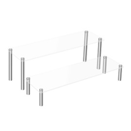 LoengMax 2Pcs Acrylic Riser, Display Stand Clear Shelf for Cupcake Food Desserts Holder Cosmetic Products Tabletop Use and More (Medium)