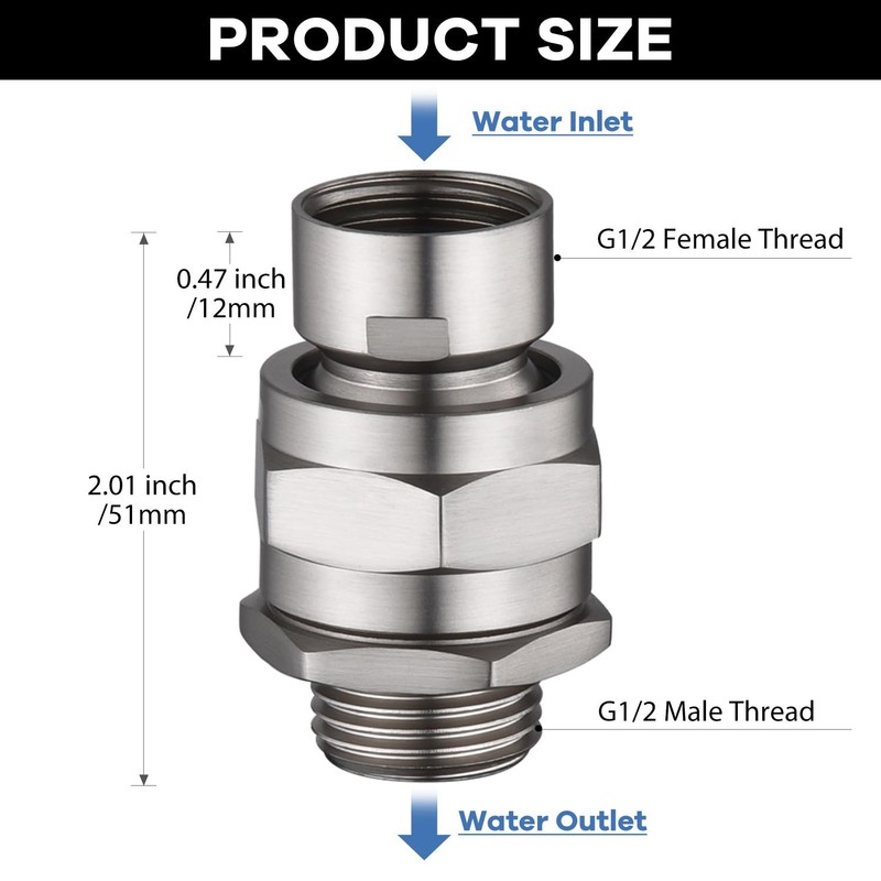 Shower Head Swivel Ball Adapter, Shower Connector Ball Joint, Solid
