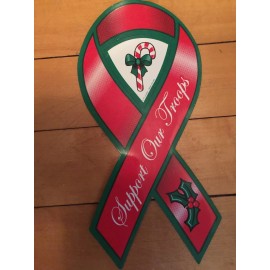 Unbranded Thinking of Our Troops Green Red Christmas Holiday Ribbon Magnet Car Fridge New