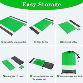 Sarsumir Beach Blanket Picnic Blanket 200 x210cm Extra Large Beach Mat Sandproof Waterproof for 5-8 People Foldable Lightweight Camping Mat for Outdoor Beach Park Hiking, Green