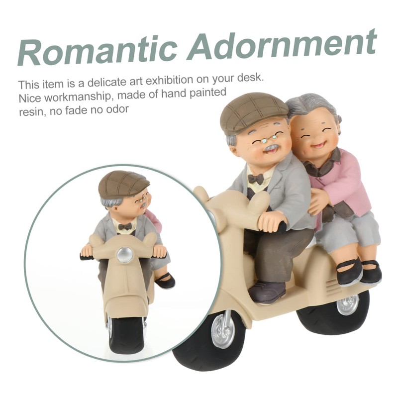 Gatuida 1Pc Elderly Couple Figurine Hand Painted Resin Statue Romantic