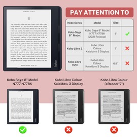 Case Compatible with Kobo Sage 8 Inch e-Reader (Model: N777 N778K, 2046 Release), Includes a Screen Protector - Premium PU Leather Cover with Auto Sleep/Wake