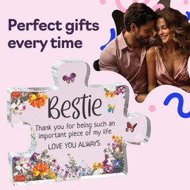 Bestie Gifts - Important Piece - Acrylic Jigsaw Puzzle Plaque Keepsake Gift for Bestfriend, 100mm x 100mm Christmas Birthday Present from Best Friend Colleague