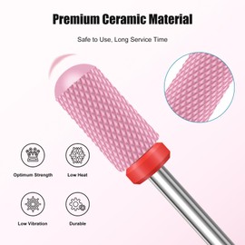 5PCS Ceramic Nail Drill Bits Set, Professional 3/32 Inch Electric Cuticle Drill Bits Nail Tech for Acrylic Gel Nails Polishing Manicure Pedicure, Efile Remover Safety Bit for Home Solan