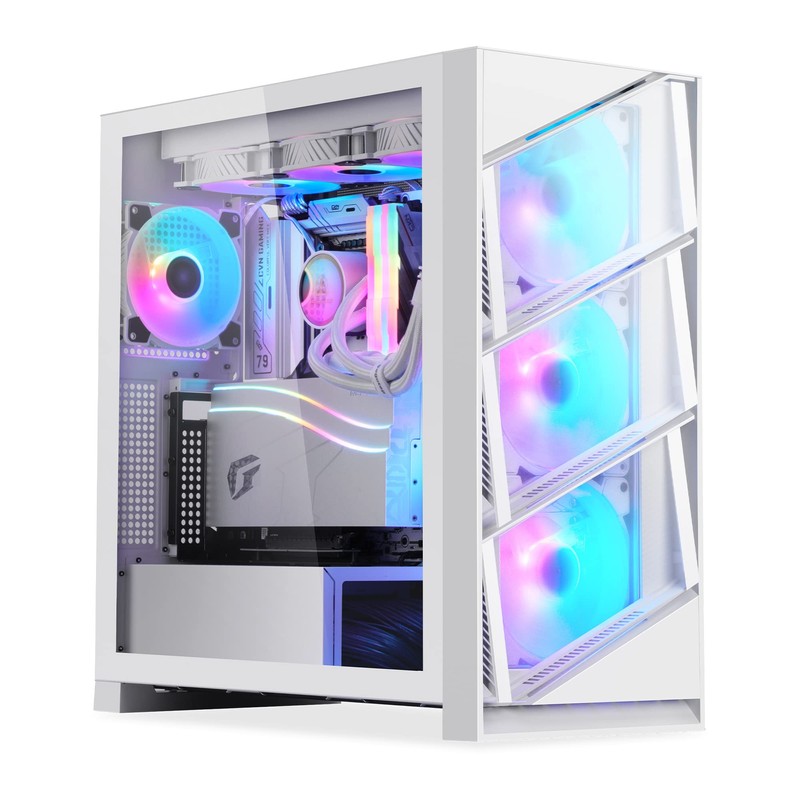 Segotep T3 White Mid-Tower ATX Gaming PC Case, Support Top