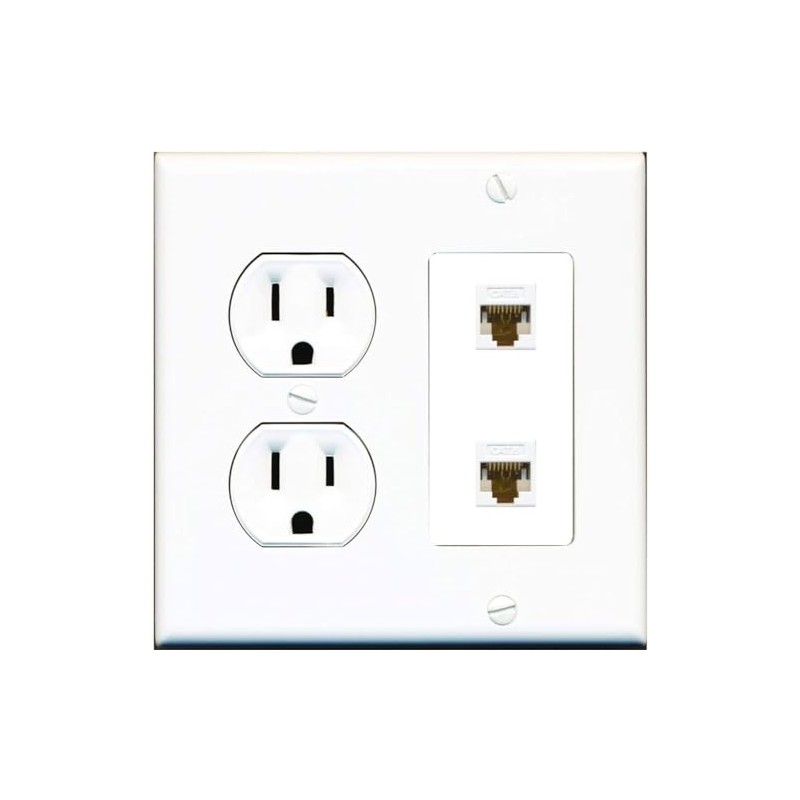 RiteAV 2 Port Cat6 Ethernet Wall Plate - Tamper Res