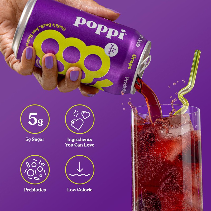 Poppi Sparkling Prebiotic Soda Beverage with Apple Cider Vinegar, Seltzer