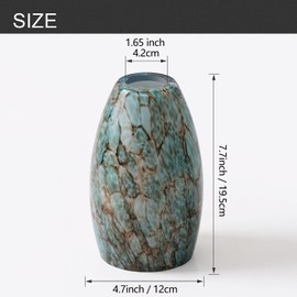 Fixture Replacement Globe Shade,Lampshade for E26 Base 1-5/8 Inch Fitter, Color Art Glass Oval Lampshade Cover for Pendant Kitchen Wall Sconce Chandelier Vanity Light (1, Agate Blue)