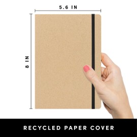 PAPERAGE Recycled Blank Journal Notebook, (Kraft), 160 Pages, Medium 5.6 inches x 8 inches - 100 GSM Thick Paper, Hardcover