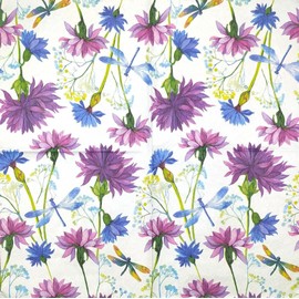 AM Décor - 20 Count Soft 3-Ply Tissue Decoupage Luncheon Paper Napkins -13" x 13" (Unfolded) (Flowers with Dragonfly)