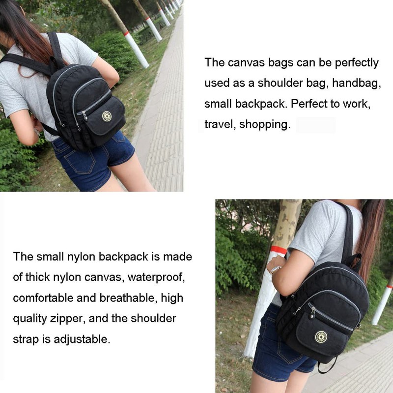 Laneko Mini Nylon Backpacks for Women Small Backpack Purse Lightweight