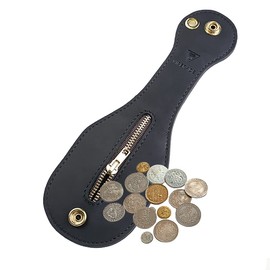 VIPERADE PJ1 EDC Leather Coin Purse for Belt,Small and Foldable Leather Coin Wallet,Vintage Slapjack Leather Coin Purse,Men's Leather Coin Pouch -Black