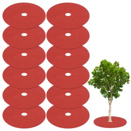 M METERXITY 12 Pack Non Woven Tree Cover Rings,5.9 Inch Tree Protector Weed Fabric Cover,Apply to Garden Tree Mulch Ring/Tree Ring Mulch Mat/Landscape Fabric(Round Red)
