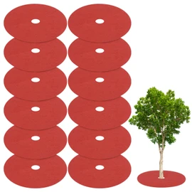M METERXITY 12 Pack Non Woven Tree Cover Rings,5.9 Inch Tree Protector Weed Fabric Cover,Apply to Garden Tree Mulch Ring/Tree Ring Mulch Mat/Landscape Fabric(Round Red)