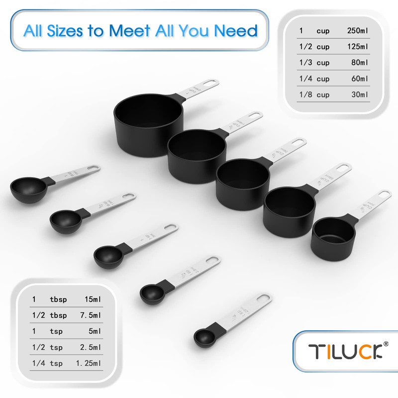 TILUCK Measuring Cups & Spoons Set, Stackable Cups and Spoons,
