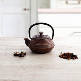 Quid Serenia Cast Iron Teapot with Stainless Steel Filter, 30 cl, Suitable for All Hobs, Metal, Brown