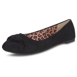 Order One Size Up- Women's Knotted Front Canvas Round Toe Ballet Flats- Comfortable Cute Dress Flats Black