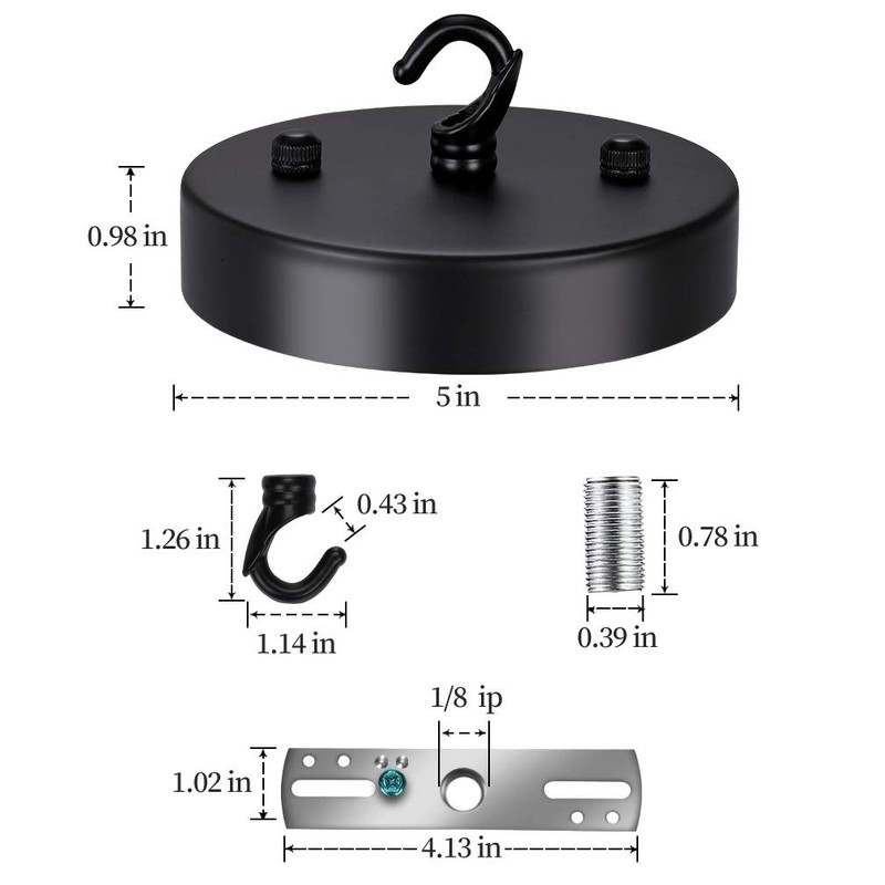 ZOOSSI 5 Inches Steel Light Canopy Kit, Black Ceiling Canopy