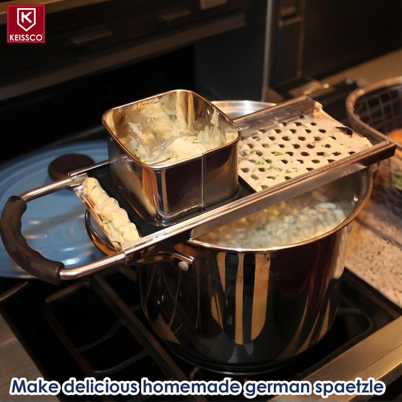 Premium Grade Stainless Steel Spaetzle Maker with Comfort Grip Handle