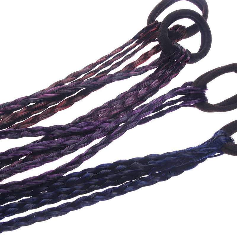 EROSPA® 4 Colourful Hair Strands with Scrunchie / Hair Band