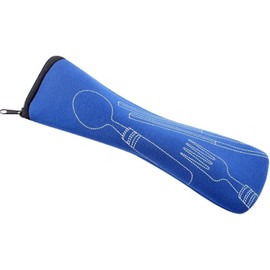 Blue Portable Tableware Bag Outdoor Travel Camping Cutlery Pouch Storage Bag Flatware Tableware Dinnerware Carrying Case for Knife Fork Spoon Tea Spoon Chopsticks Bottle Opener Straws Camp Kitchen